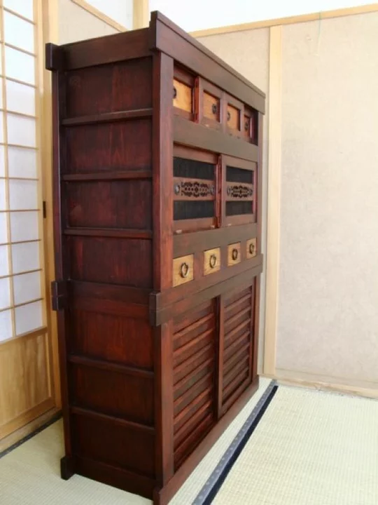 Mizuya Tansu from Kyoto | Japanese Antique Cabinet | 6' Width, 2 Section